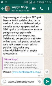 Testimoni Pengguna Jasa SEO web berlkosmetik.com