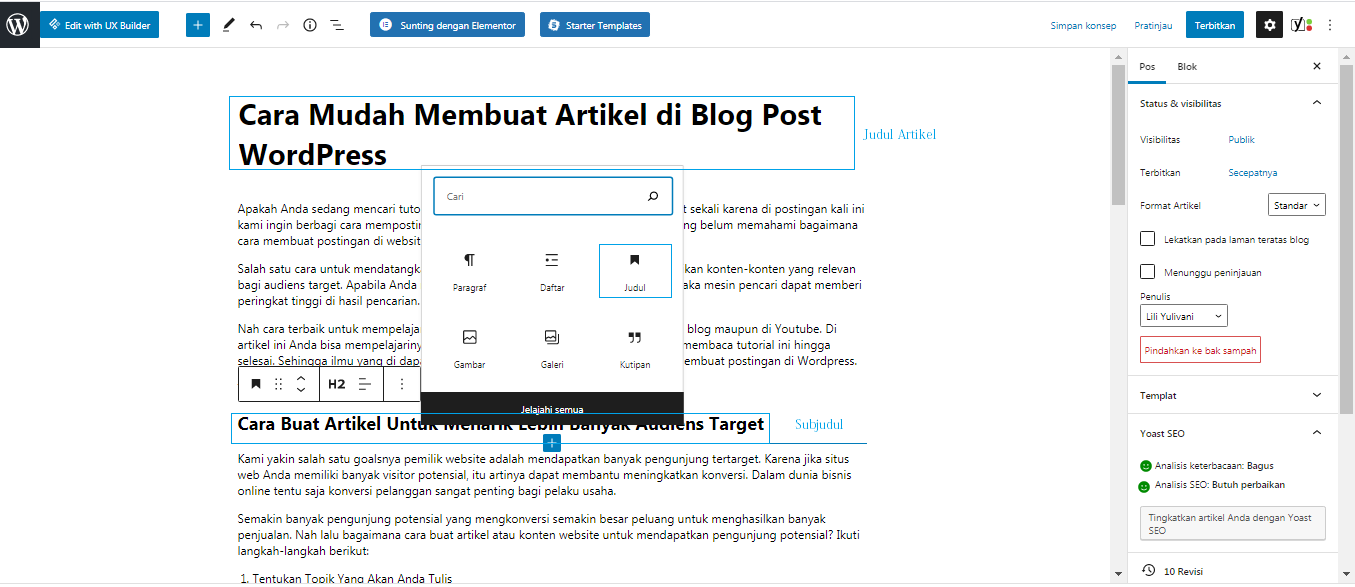Buat artikel di WordPress